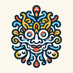 Bali Barong Artistic Floral Emblem Vector Illustration for Logos, Prints, and Branding