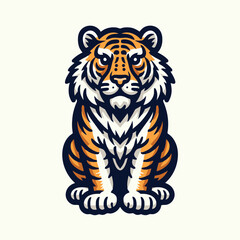 Majestic Sitting Tiger Mascot Vector Illustration for Sports and Business Logos