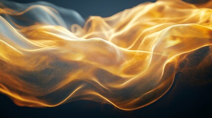 Glowing golden textured abstract flowing waves against dark background