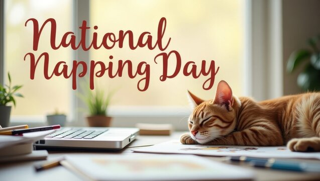 National napping day celebration a relaxing break for cats at home emphasizing rest and relaxation