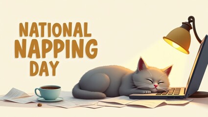Celebrating national napping day a relaxation break for cats and humans at home
