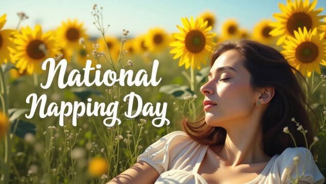Embracing relaxation with national napping day celebrations in scenic sunflower fields for restful breaks