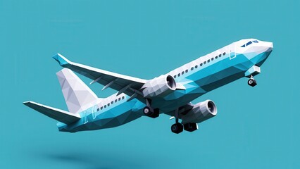 Naklejka premium a modern geometric airplane soaring through a vibrant blue sky