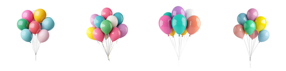 A cluster of multi colored balloons floating in the air creating a vibrant and celebratory atmosphere  These balloons are perfect for decorating a festive occasion such as a birthday party