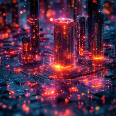 Fototapeta premium High tech glowing architecture in cyberspace high resolution picture