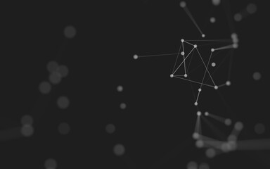 Abstract background. Molecules technology with polygonal shapes, connecting dots and lines. Connection structure. Big data visualization.