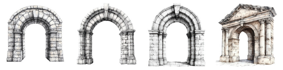 Obraz premium Striking remnants of grand historic buildings showcasing ornate archways columns and architectural details from bygone eras