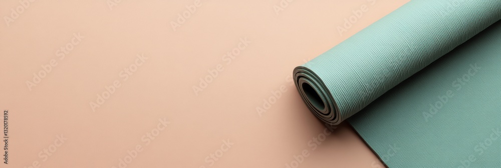 Aufkleber Minimalistic yoga mat placed diagonally on a light background creating a balanced and serene composition with ample negative space