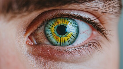 Fototapeta premium Comic Genius Creativity Concepts. Close-up of a person's eye with vibrant colors and intricate details.