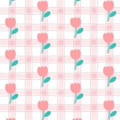 seamless pattern with pink flowers