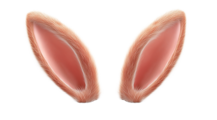 PNG, Easter, fluffy rabbit ears, isolated on white background, created with Generative AI technology