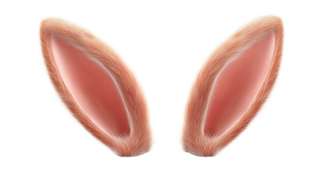PNG, Easter, fluffy rabbit ears, isolated on white background, created with Generative AI technology