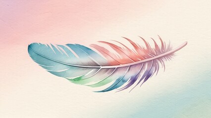 a delicate watercolor feather adorned with vibrant pastel hues