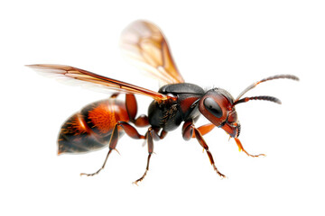 Magnificent Red Wasp in Flight: A Close-Up