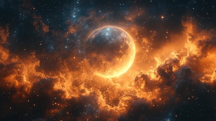 Vibrant nebula surrounding a bright celestial body in outer space