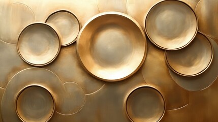 The metallic gold colored circular shapes create a unique pattern