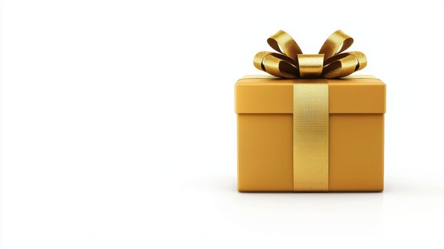 Gift box with a gold ribbon on a white background