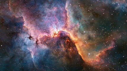 Fototapeta premium Stunning Cosmic Nebula with Vibrant Colors and Starry Background