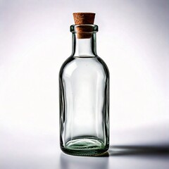 empty glass bottle on white background