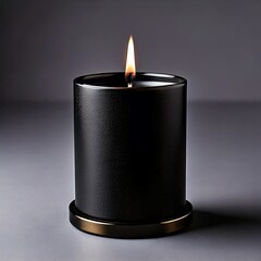 burning candle on black background