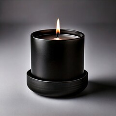 burning candle on black background