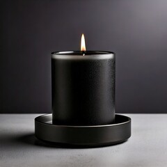 burning candle on black background