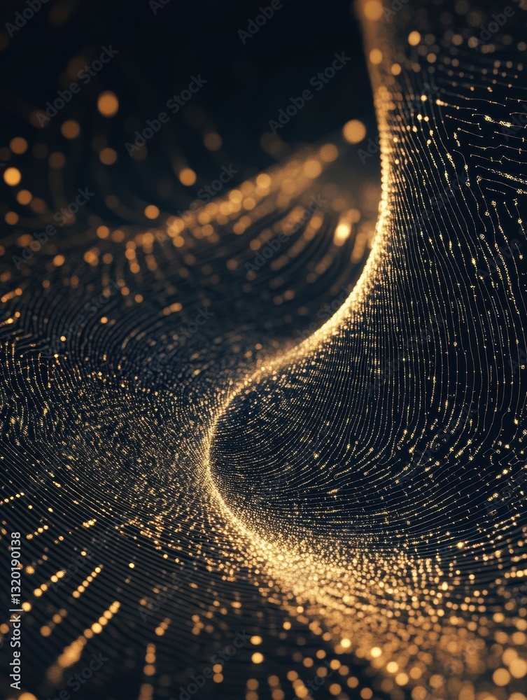 Leinwandbilder Central digital fingerprint design featuring cyber lines set on a dark background with space for advertising text above and below the graphic