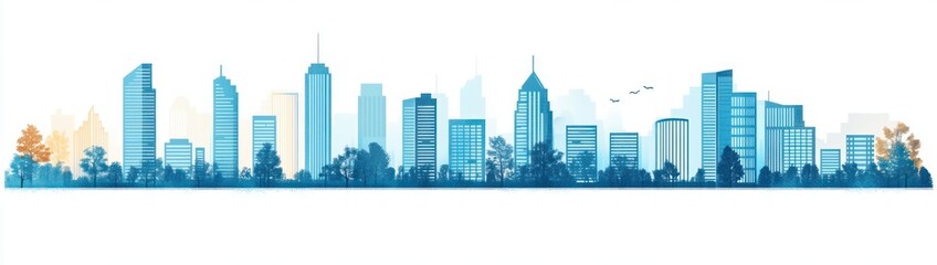 Obraz premium Simple Cityscape Silhouette Illustration Background Graphic Resource Urban Landscape Line Art