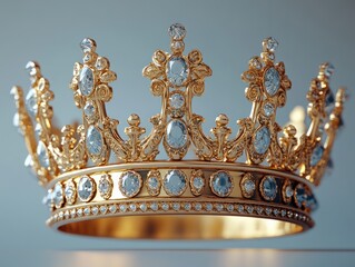 Fototapeta premium Regal Golden Crown with Intricate Design and Luxurious Illuminations