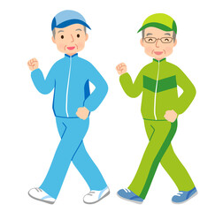 ウォーキングをするシニア男性　健康　高齢者