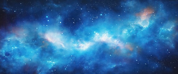 Obraz premium Dreamy Blue Galactic Sky Watercolor Landscape Illustration