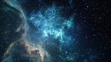 Fototapeta premium Vast Cosmos with Bright Stars and Nebulae in Dark Space