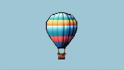 Fototapeta premium a whimsical pixel art hot air balloon captures the joy of adventure
