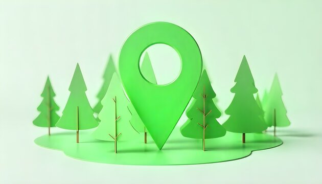 A green forest-shaped location pin, indicating a tourist-friendly or visitable green space