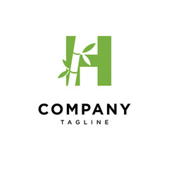 Letter H Bamboo Logo Icon Vector