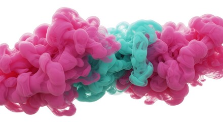 Fototapeta premium Colorful Ink Cloud in Water - Cyan and Pink