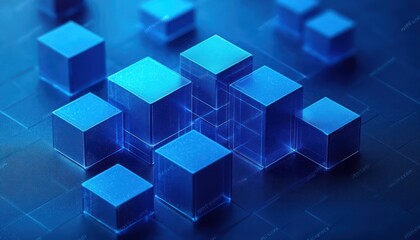 Obraz premium Modern Abstract Blue Cube Render Minimalist 3D Design