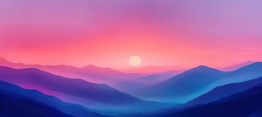 Obraz premium Dreamy Pastel Sunrise Landscape with Soft Gradients and Rolling Hills