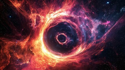 Obraz premium Vivid Cosmic Nebula with Swirling Colors and Deep Darkness