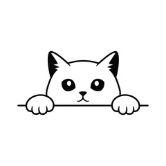 Peeking Cat Outline Vector | Cute Kitty Silhouette for Logos, Stickers, and Digital Designs