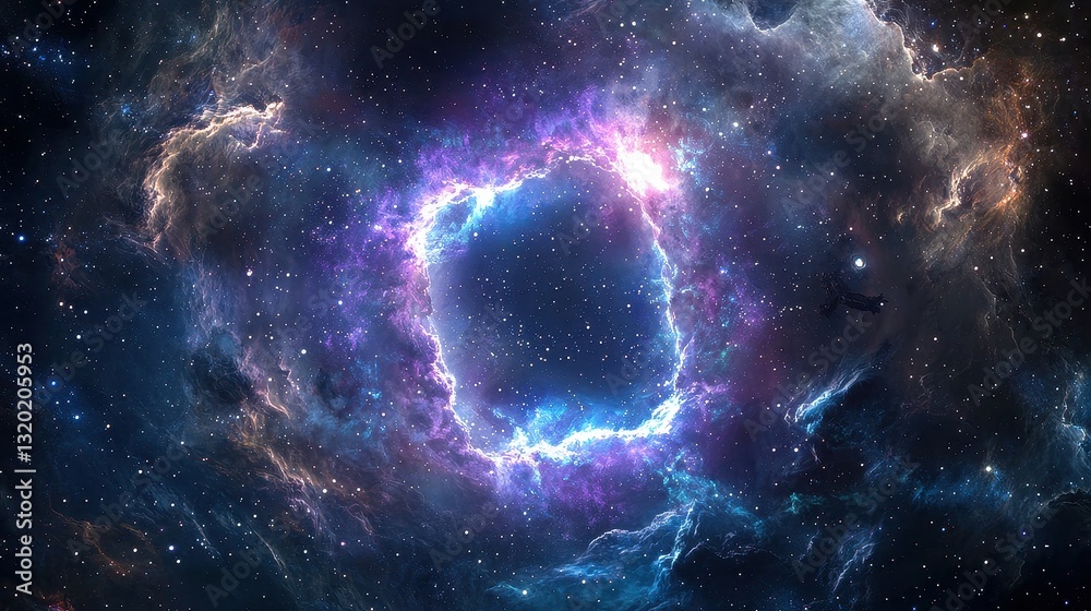 Poster cosmic colorful nebula with starry sky and deep space background