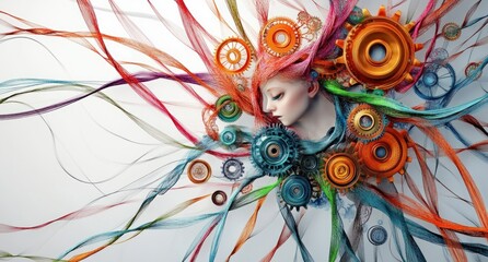 Diverse Connections and Teamwork in a Circular Gear Machine with Colorful Ropes