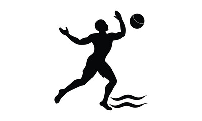 Volleyball Player Silhouette Action Graphic