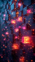 Sci fi metaverse concept with illuminated structures high resolution picture