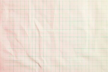Crumpled pink graph paper with green lines provides a nostalgic textured background