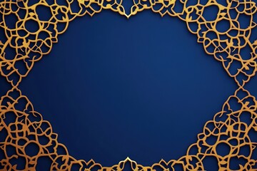 Ornate golden lattice forming a frame on a deep blue background elegant design