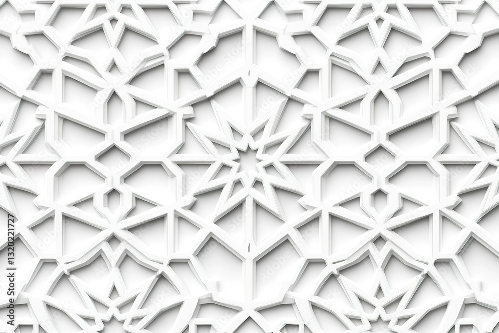 Poster geometric white pattern of interlocking shapes creating a textured and elegant design