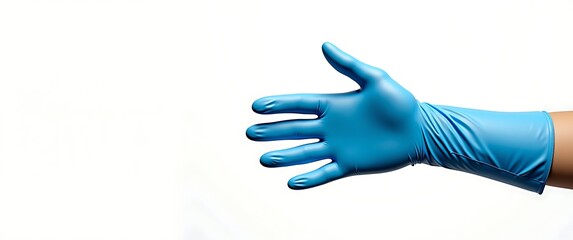 Obraz premium blue latex gloves on white background for healthcare worker