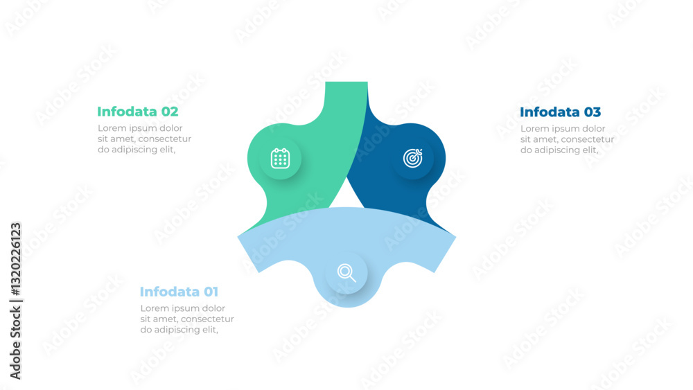 Wall mural business infographic design elements with 3 sections. vector illustration. idea for workflow diagram