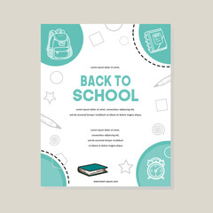 Creative back to school design featuring essential supplies and cheerful elements in a modern layout;